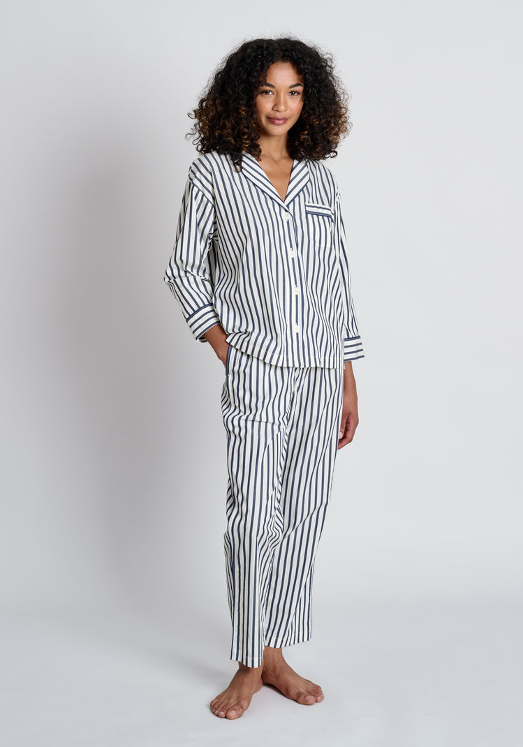 Marina Pajama Set in Navy Breton Stripe